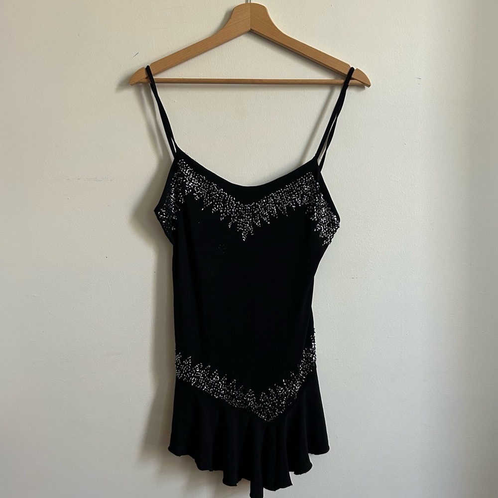Y2K 2000s black skater style bead embellished top